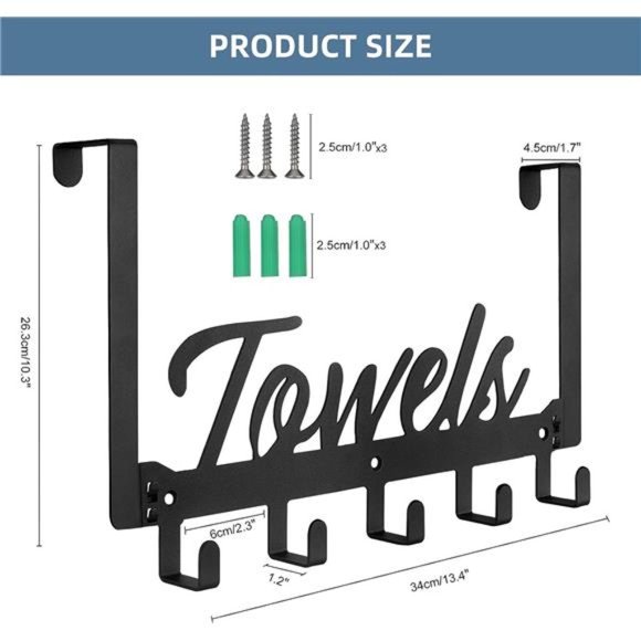 Over The Door Hooks Towel Rack for Bathroom Towel Holder for Hanging Heavy Duty - Picture 6 of 6